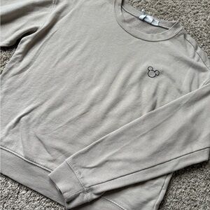Disney Tan Crewneck Sweater with Embroidered Logo